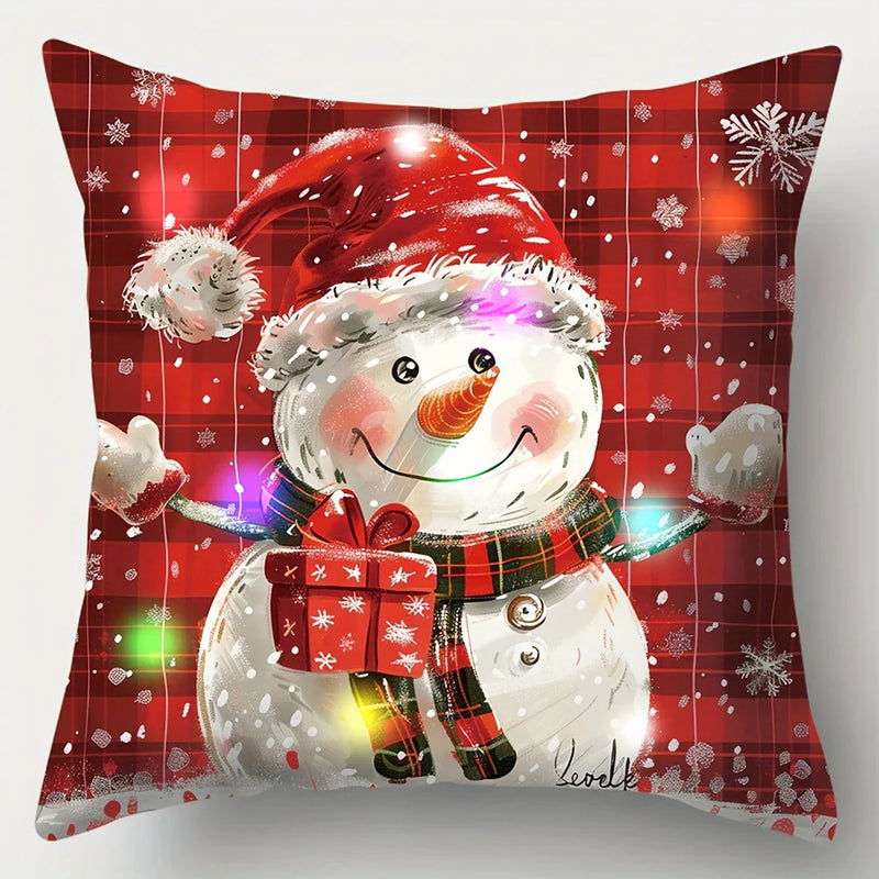 Axyaa LED Christmas Pillowcase with Santa Claus Snowman Bell Design