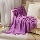Axyaa Pink Tassels Throw Blanket: Soft, Textured, Cozy Knitted Blanket for Sofa, Couch
