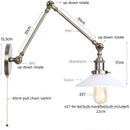 Axyaa Industrial LED Wall Light Clear Glass Vintage Adjustable Long Arm Fixtures
