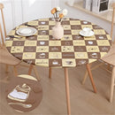 Axyaa Waterproof Elastic Round Tablecloth with Flannel Backing - Dining Table Cover