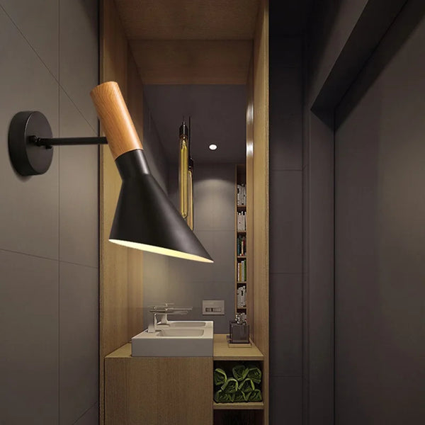 Adjustable Loft LED Wall Lamp by Axya - Solid Wood Sconces for Bedroom Decor