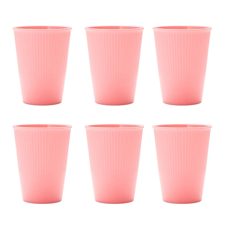 Axyaa Pink Plastic Reusable Cups for Home, Kitchen, Restaurant, Picnic, Camping - Set of 6