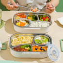 Axyaa Stainless Steel Thermal Lunch Box with Cutlery Set - 4/5 Grids, Microwave Safe