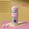 Axyaa Cartoon Vacuum Thermos Flask With Straw for Hot/Cold Drinks