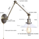 Axyaa Industrial LED Wall Light Clear Glass Vintage Adjustable Long Arm Fixtures