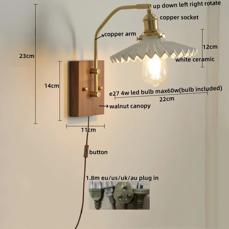 Axyaa Ceramic LED Wall Lights for Bedroom & Living Room