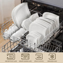 Axyaa 36-Piece Ivory White Marble Grey Ceramic Dinnerware Set