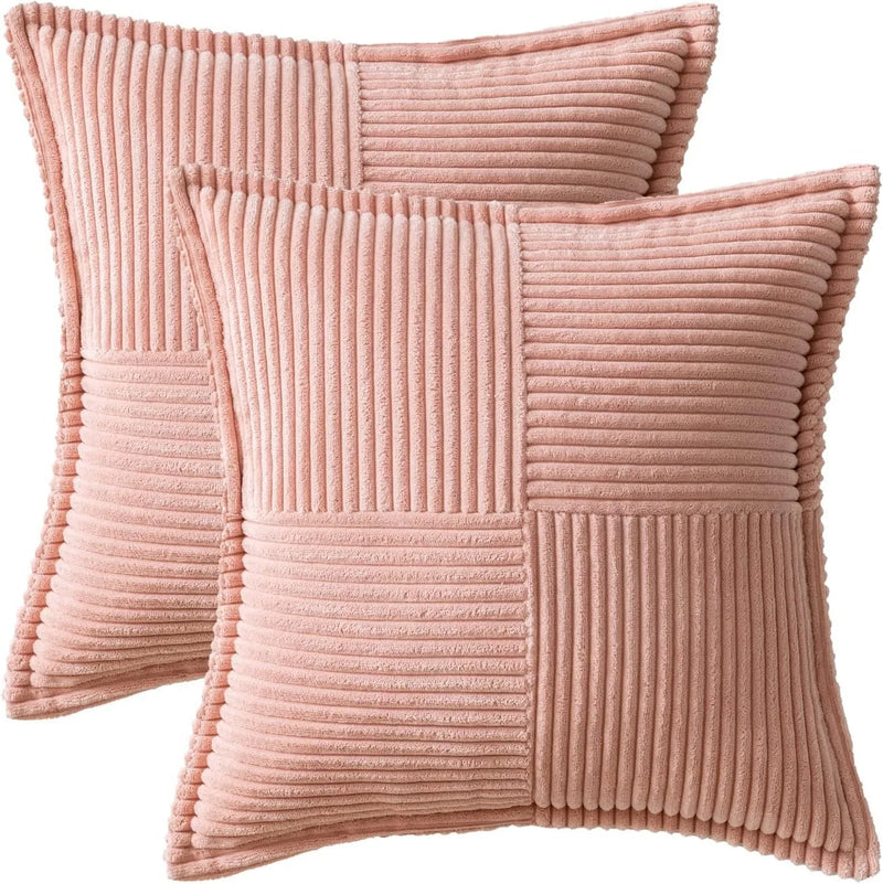 Axyaa Soft Plush Velvet Corduroy Pillowcase for Living Room & Bedroom, 45x45CM