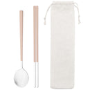 Axyaa Pink Handle Cutlery Set with Storage Bag - Stainless Steel Dinnerware