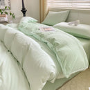 Axyaa Solid Color Cotton 4-Piece Set: Mattress, Bed Sheet, Quilt Cover - Super Soft