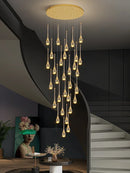 Axyaa Modern Crystal Villa Staircase Chandelier for Living Room, Loft, and Restaurant