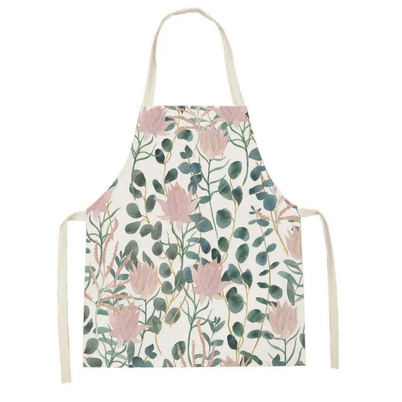 Axyaa Pink Tulip Kitchen Apron for Men and Women - Minimalist Floral Plant Design