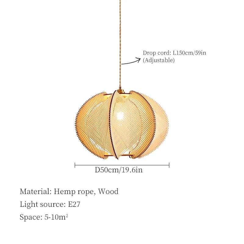 Axyaa Wabi Sabi Hemp Rope Wood Chandelier Pendant Lights