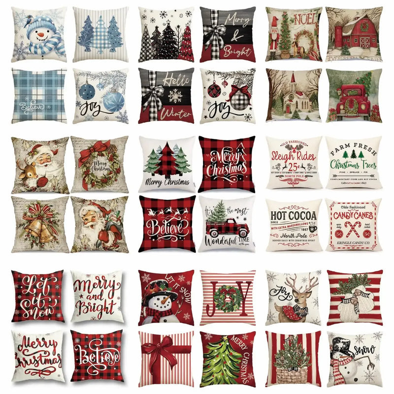 Axyaa Christmas Home Decor Set - 4 Festive Pillow Covers 45x45cm