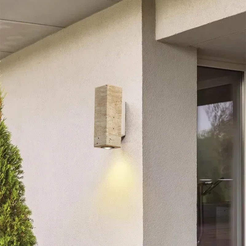 Axyaa Wabi Sabi Limestone Wall Light Sconce LED Lighting for Bedroom and Living Room