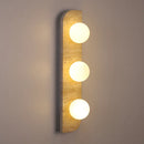 Axyaa Three Heads Yellow Travertine Wall Lamp with White Glass Shade