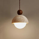 Axyaa Yellow Stone LED Pendant Lamp: Modern European Minimalist Half Round Chandelier