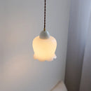 Axyaa White Ceramic Glass LED Pendant Light for Bar and Living Room Decor