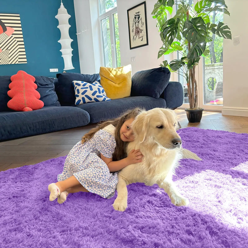 Axyaa Kids Bedroom Shaggy Carpet: Soft, Fluffy, Cozy Rugs for Boys and Girls