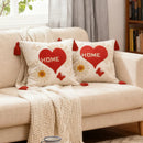 Axyaa Love Embroidered Valentine's Day Pillowcase Red White Lovers Towel Throw Cushion Cover