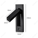 Axyaa LED Wall Lamp with Switch, Adjustable Angle, USB Rechargeable