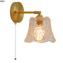 Axyaa Glass LED Wall Lamps - Vintage Japanese Style, Copper Arm, Small Bell Design