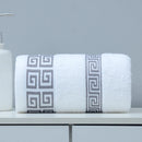 Axyaa Geometric Jacquard Embroidered Oversized Bath Towel Green Black