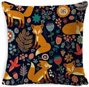 Axyaa Linen Fox Sofa Cushion Cover 50x50 Square Home Décor Pillowcase