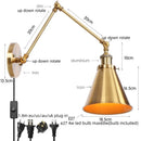 Axyaa Swing Arm LED Wall Sconce - Industrial Style Bedside Lamp
