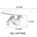 Axyaa Rabbit Ceramic Cake Plate: White Round Dinner Dish, Cute Animal Fruit Snack Plate