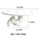 Axyaa White Rabbit Ceramic Dinner Plate - Cute Animal Fruit Snack Dish