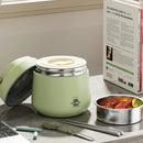 Axyaa Kids Stainless Steel Bento Lunch Box with Food Warmer & Storage Bag