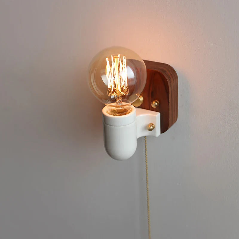 Axyaa Ceramic LED Wall Light Mirror Japan Style Bedside Lamp