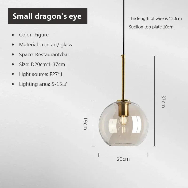 Axyaa Loft Glass Pendant Light for Kitchen Restaurant - Modern Nordic Industrial Decor