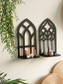 Axyaa Black Gothic Wooden Door Frame Shelf for Witch Home Decor