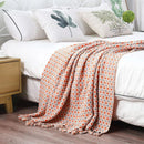 Axyaa Classic Houndstooth Plaid Knit Throw Blanket with Tassels