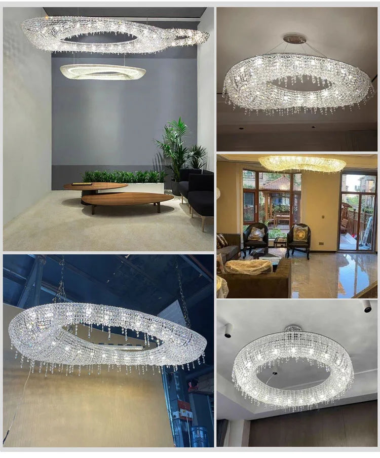 Axyaa Bird Nest Crystal Pendant Chandelier - Modern Hall Hotel Lighting