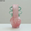 Axyaa Hexagonal Glass Vase with Artificial Flowers Desk Decor Aesthetic Display