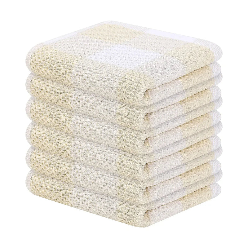 Axyaa Waffle Weave Kitchen Towel Set Absorbent Cleaning Cloth Cotton Dishcloth