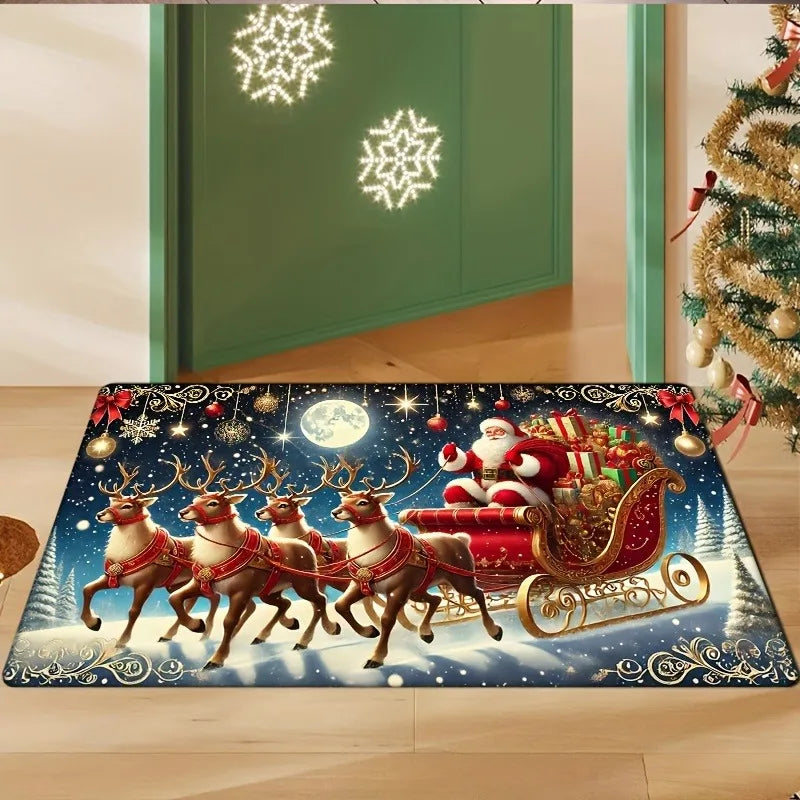 Christmas Santa & Reindeer Door Mat - Axyaa Home Decor