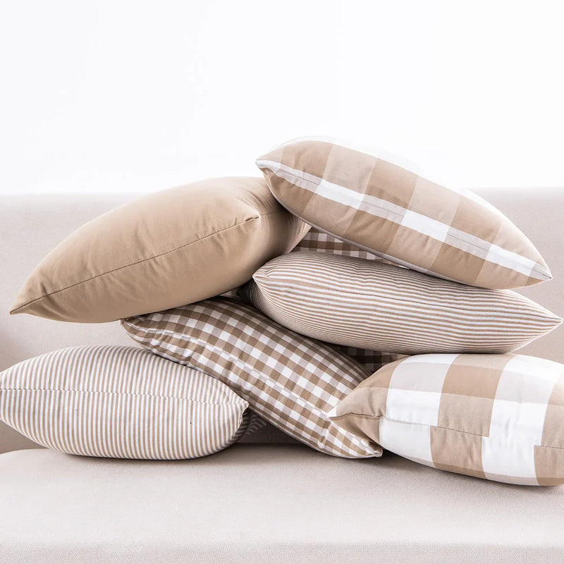 Axyaa Plaid Striped Pillow Covers - Decorative Cushion Cases for Home Sofa