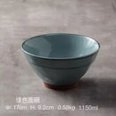 Axyaa Bamboo Hat Large Ceramic Noodle Soup Bowl Commercial Potluck Household Supply