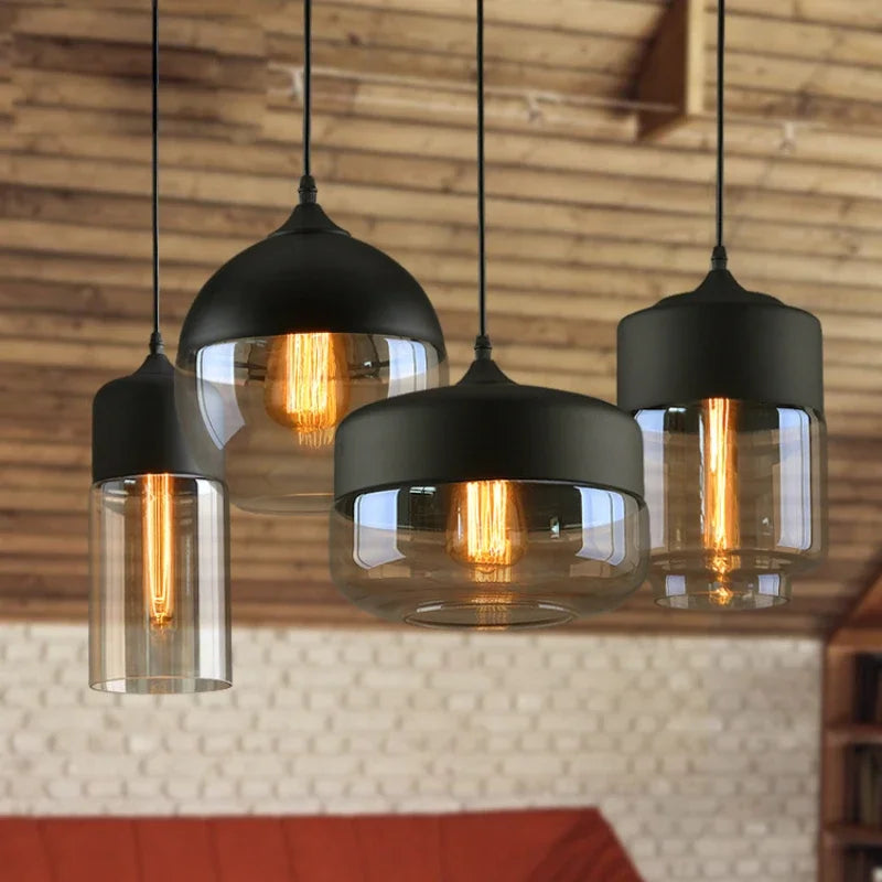 Axyaa Black Glass Pendant Light Fixture for Modern Indoor Decor