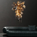 Axyaa Glass Shades LED Chandelier Metal Art Chain Hanging Lamp Fixtures
