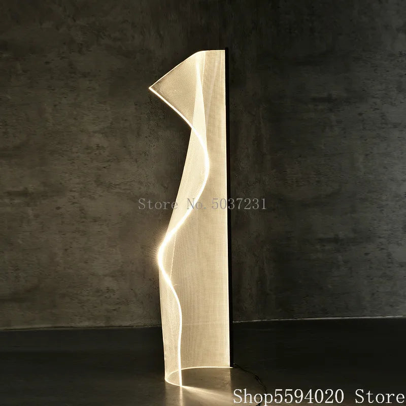 Axyaa Modern Grid Acrylic Floor Lamp for Designer Living Room Decor
