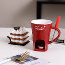 Axyaa Fondue Mug & Melting Pot with Fork for Cheese, Chocolate, Butter, Tapas