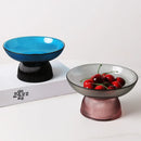 Axyaa Striped Glass Fruit Plate | Dessert Salad Bowl and Nut Storage Plate