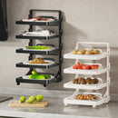 Axyaa Kitchen Foldable Side Dish Rack | Expandable Microwave Shelf & Tray Organizer