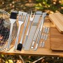 Axyaa 7-Piece Stainless Steel BBQ Tool Set in Paper Box for Outdoor Grilling