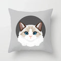 Axyaa Cute Cat Round Head Cushion Cover 45x45cm Polyester Pillowcase Square
